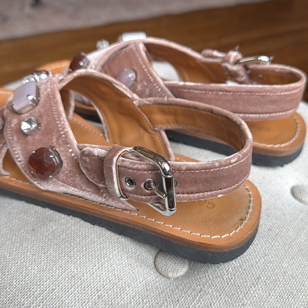 Car Shoe Velvet Sandals with Crystals Pink Blush Jewels Women's 38 KDX 87 O - Picture 5 of 12